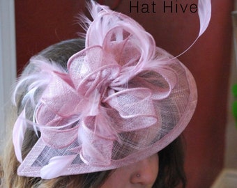 Blush pink fascinator hat for women Kentucky derby hat for wedding bridal shower tea party hat formal headpieces for women garden party hat