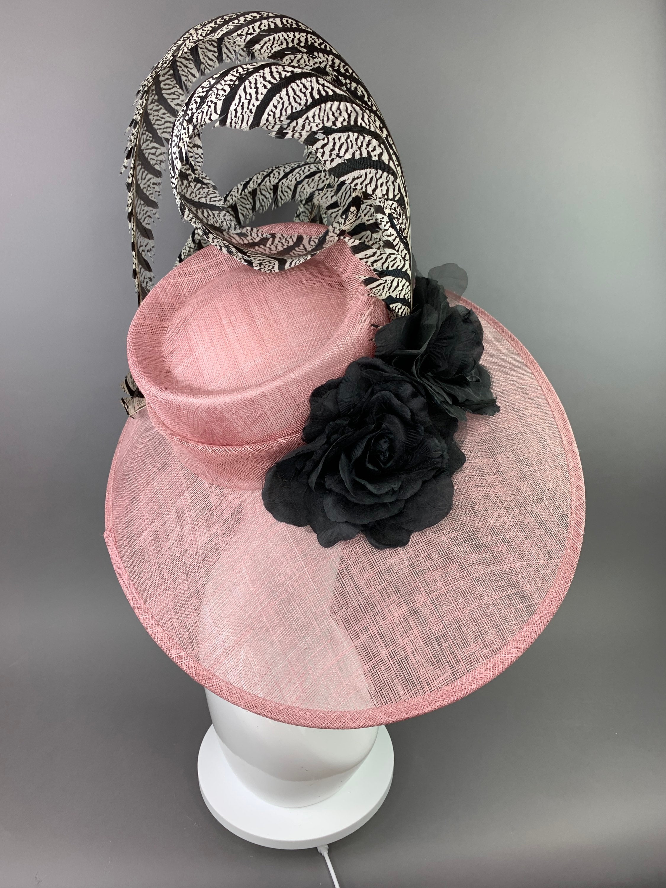 Blush Pink Hat with lady Amherst Feathers Internal adjustable Etsy