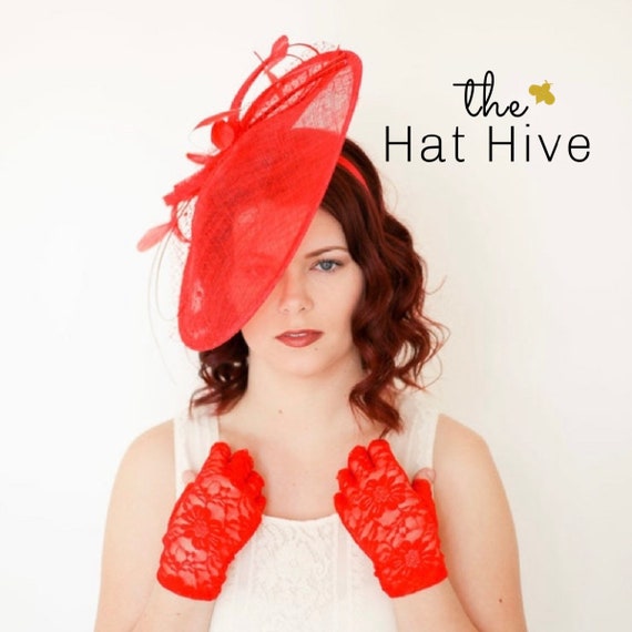 Elegant Red Women\'s Headpiece Amazon.com: YMGSCC Elegant Women Bride Big Red Hats and  main image 4