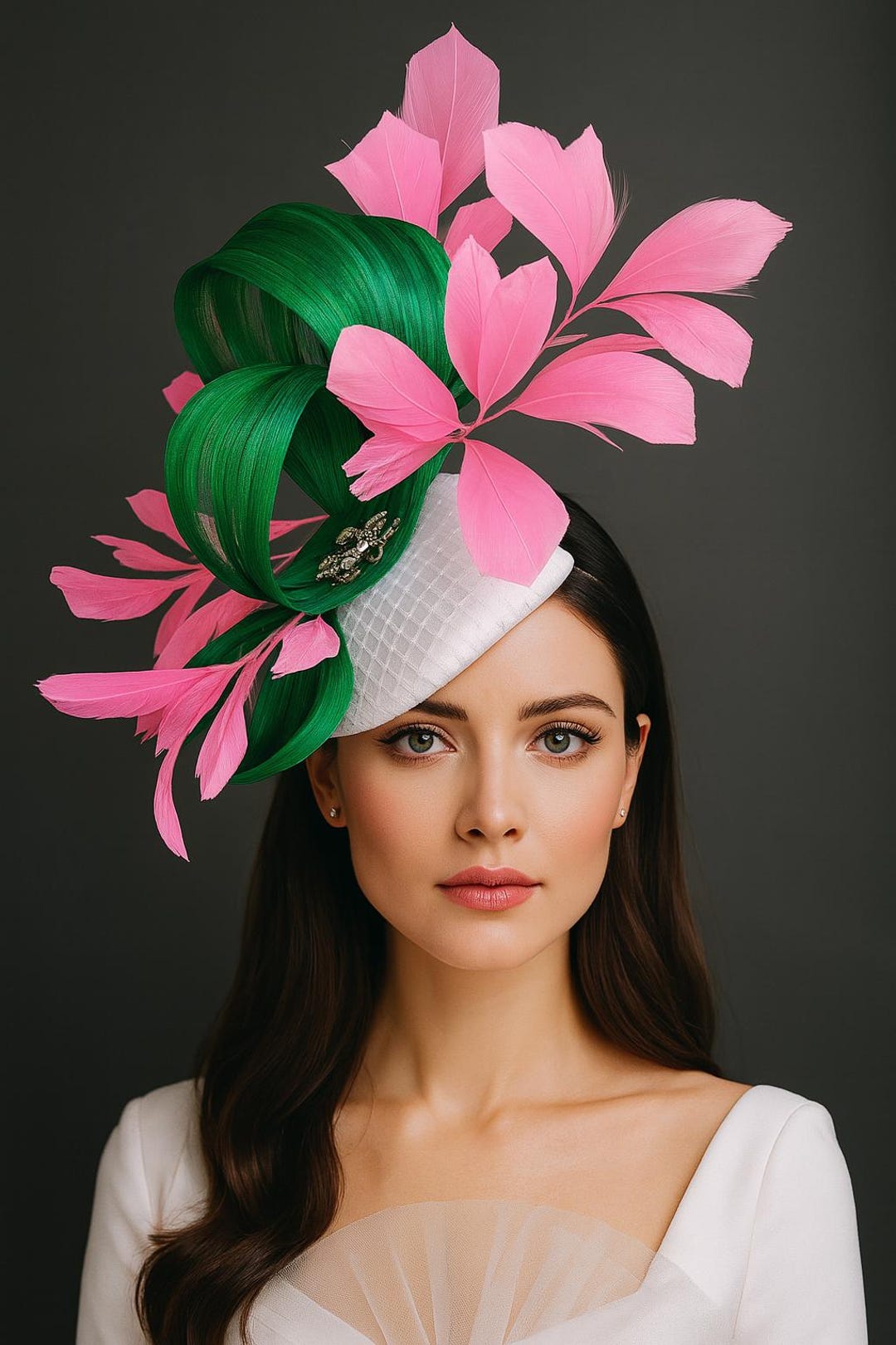 Light Pink and Green Fascinator Womens Tea Party Hat Kentucky Derby Hat ...