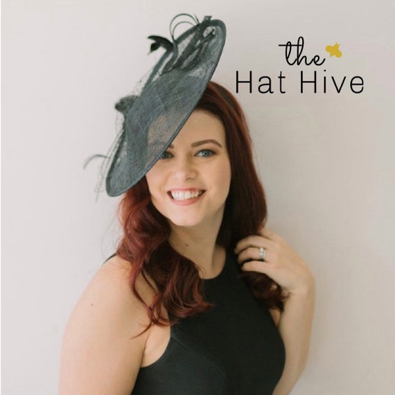 Large Black Fascinator on Headband Hatinator Derby Hat Womens