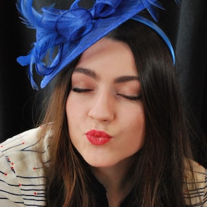 Fascinator, Royal Blue Fascinator, Tea Party Hat, Church Hat, Derby Hat, British Hat, Wedding hat, Blue Fascinator, womens hat, Royal Hat image 4