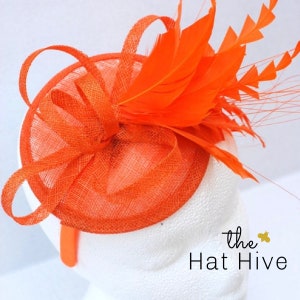 The Haleigh Marigold Orange Fascinator, Tea Party Hat, Church Hat, Kentucky Derby Hat, Fancy Hat, British, Wedding Hat, Fascinator