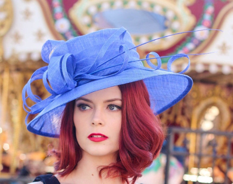 Royal Blue Kentucky Derby Hat Church hat Tea Party Hat Blue Etsy
