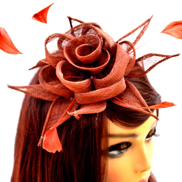Mocha Brown Hair Flower Fascinator, Tea Party Hat, Church Hat, Kentucky Derby Hat, Fancy Hat, British, Wedding Hat, Fascinator, womens hat
