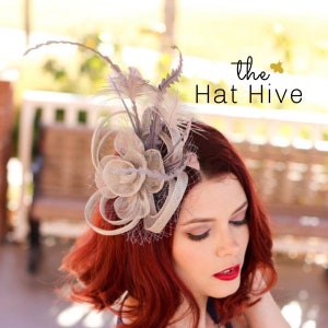 Gray Silver Fascinator, Womens Tea Party Hat, Church Hat, Derby Hat, Fancy Hat, Bachelorette Hat, Tea Party Hat, wedding hat