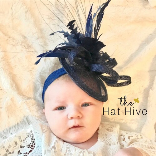 Baby/toddler Fascinator on Stretchy Lace Headband Tea Party Etsy