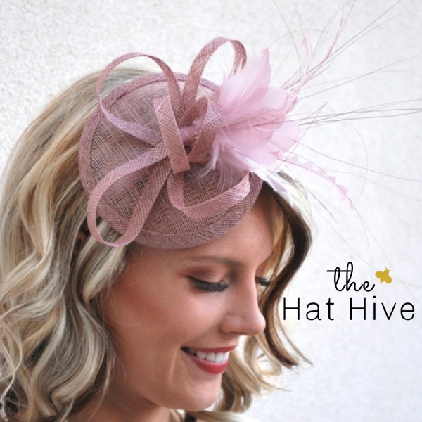 Blush Pink Fascinator on headband, Tea Party Hat, Church Hat, Derby Hat, Fancy Hat, Pink Hat, High Tea Party Hat, wedding hat