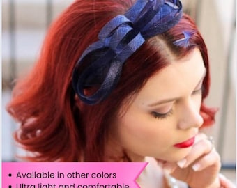 Navy Blue mini Fascinator Kentucky derby hat or tea party hat formal headpiece garden party hats for womens church hats for wedding guest