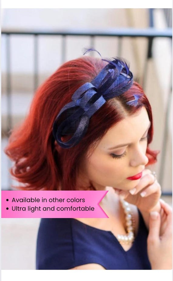 Navy Blue Mini Fascinator Kentucky Derby Hat or Tea Party  display picture 1