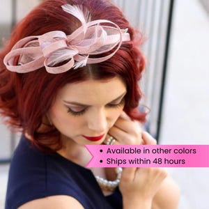 Mini Blush Pink Fascinator on headband Tea Party Hat Church Hat Derby Hat Fancy Hat Pink fancy Hat Tea Party Hat for women special event hat