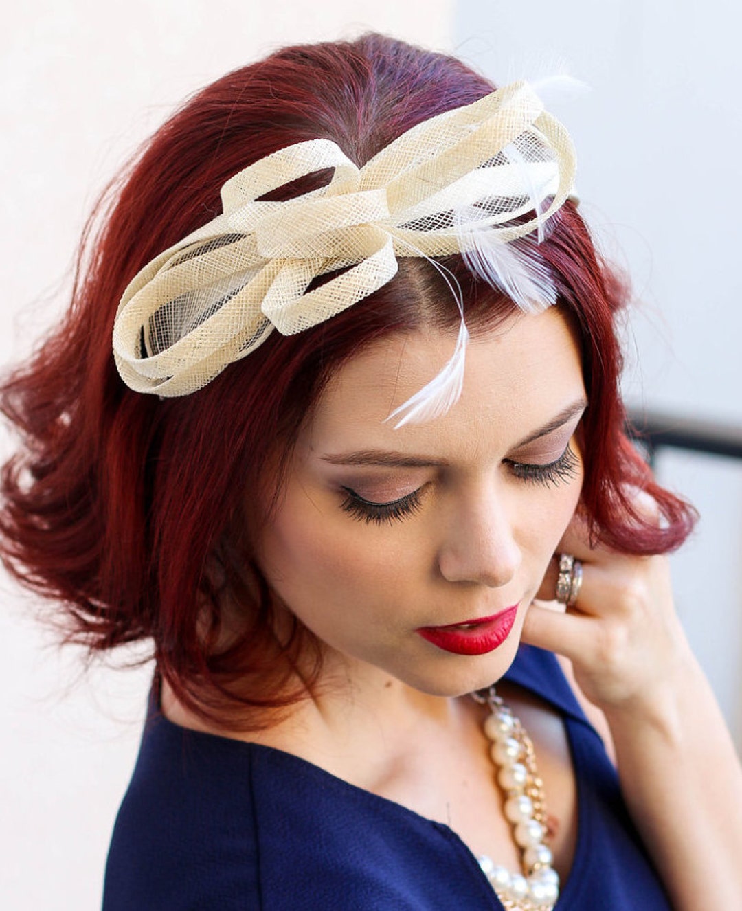 Ivory Fascinator, Fascinator, Womens Tea Party Hat, Church Hat, Derby