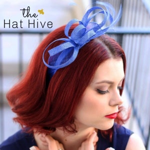 Royal Blue Fascinator Womens Tea Party Hat Church Hat Derby Hat Fancy Hat Navy Blue Hat Tea Party Hat, wedding hat