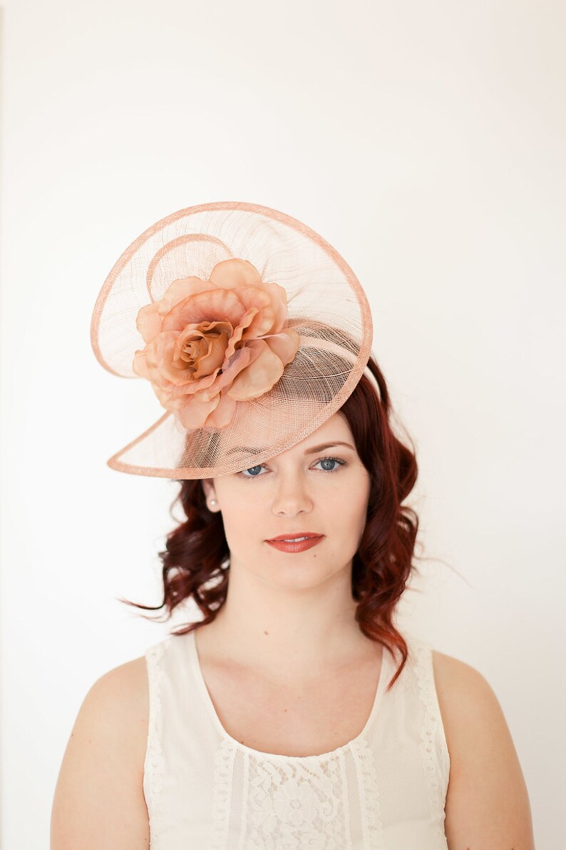 Nude Pink Beige Fascinator Tea Party Hat Church Hat Etsy