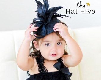 Baby, Infant, toddler Fascinator on stretchy  headband, Kentucky Derby hat for baby,  Tea Party Hat, Baby Derby Hat, Wedding Hat, Fascinator