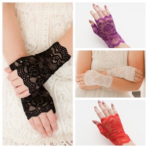 Women's Lace Gloves, black lace gloves, fingerless gloves, Tea Party Gloves, Lace Gloves, Wedding Gloves