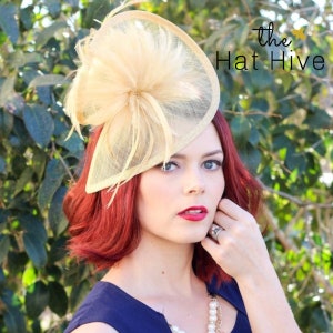 Champagne Gold Fascinator hat for wedding guest fascinator for Kentucky Derby Fascinator Hat Tea Party fascinat Church Hat Cocktail party