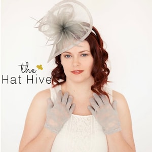Grey Fascinator on headband “The Taylor” Women's Tea Party Hat Church Hat Derby Hat Fancy Hat Silver Hat Tea Party Hat, wedding hat