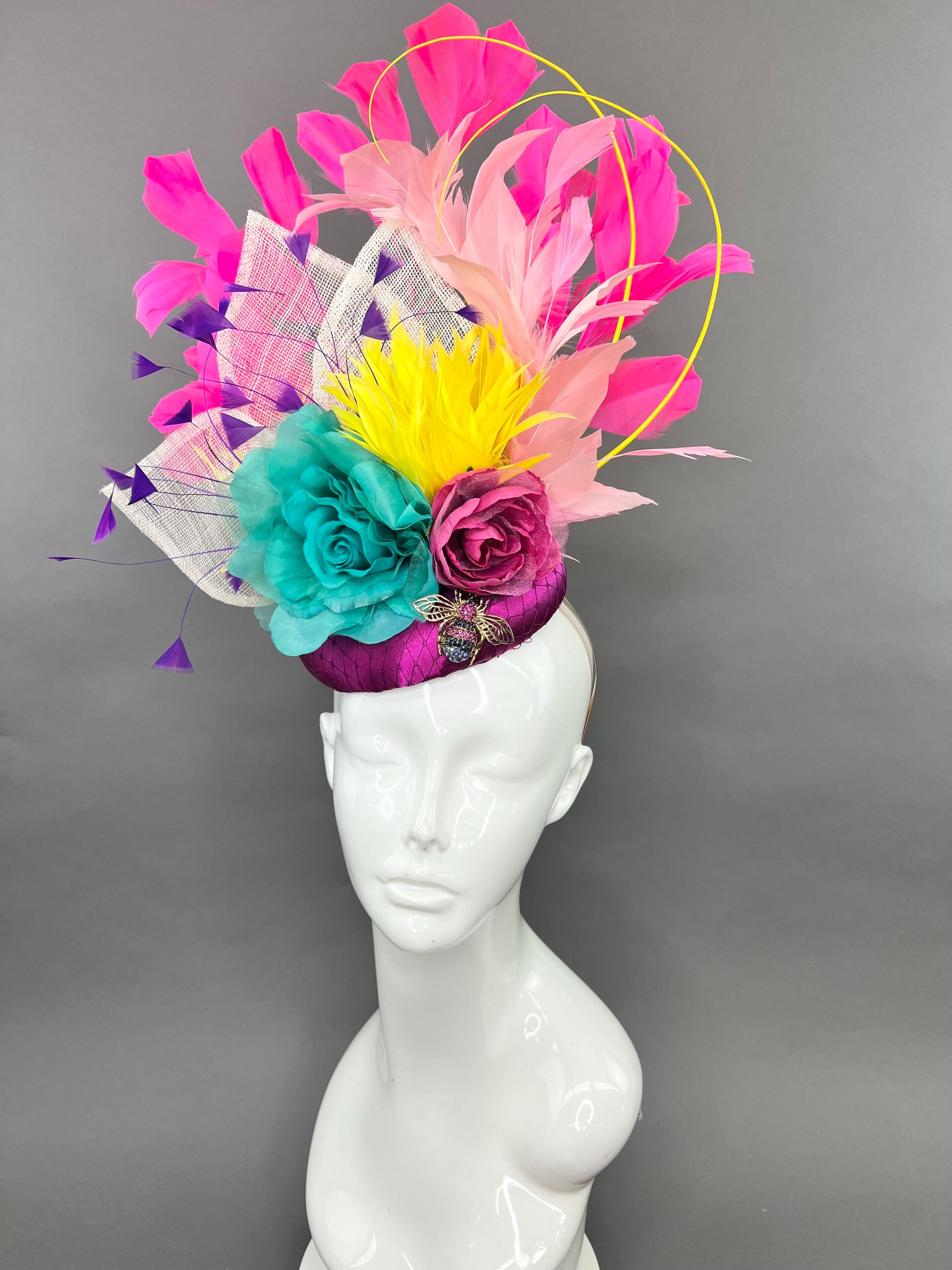 Fuchsia Pink Fascinator Hat for Women Church Hats Kentucky  display picture 2