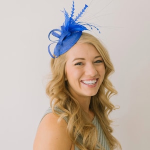 Royal Blue Fascinator Tea Party Hat Church Hat Kentucky Derby Hat British Hat Wedding hat Blue Fascinator, womens hat, Royal Hat