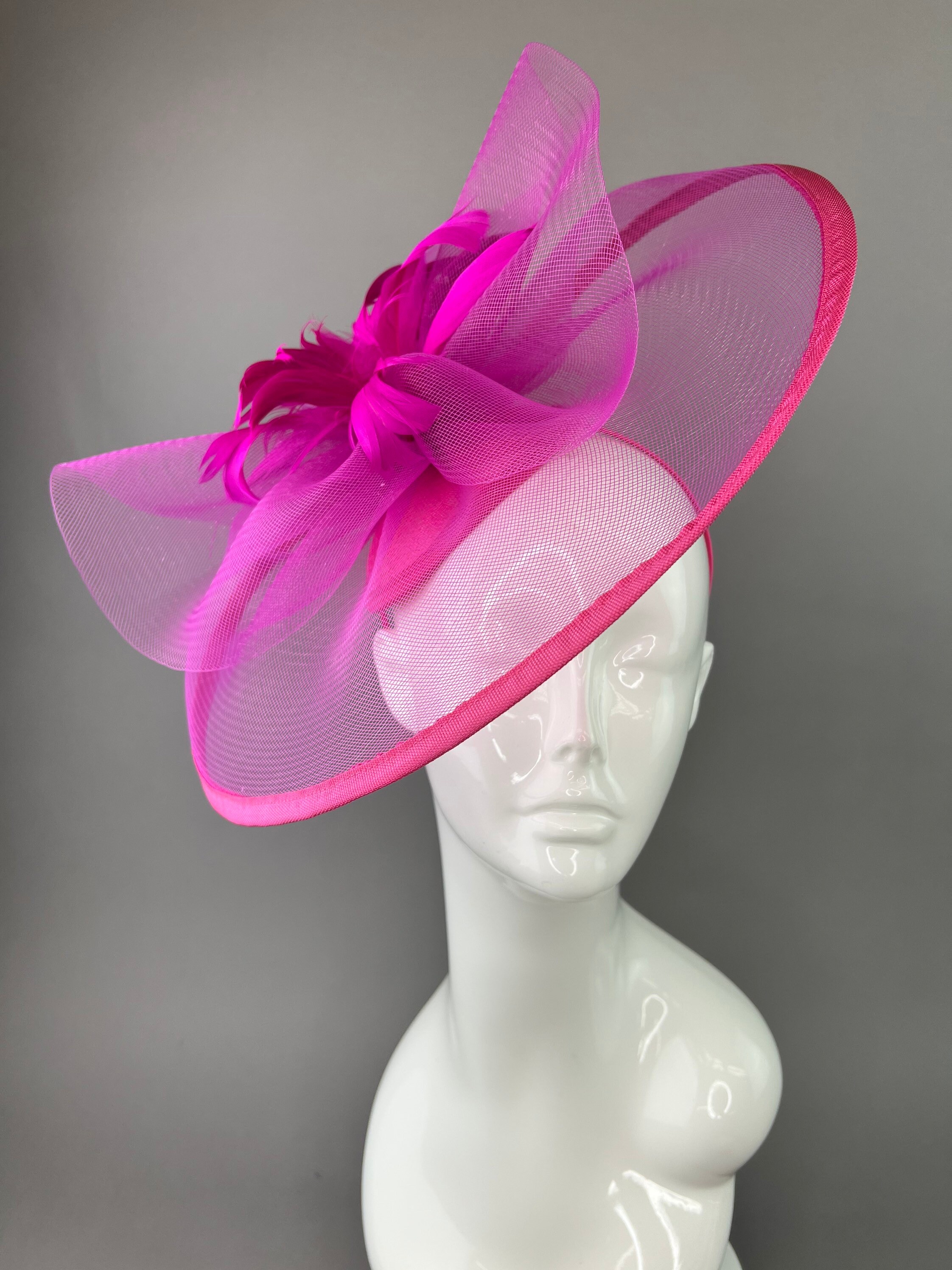 Fuschia Pink Fascinator Womens Tea 