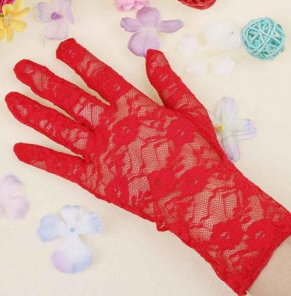 long red lace gloves