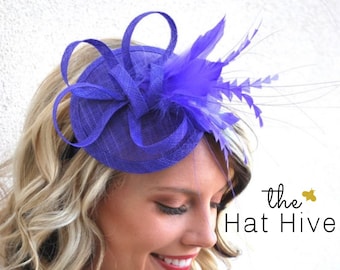 Royal Lila Fascinator, Tea Party Hut, Church Hat, Kentucky Derby Hat, Fancy Hat, British Hat, Hochzeit Hut Pflaume Lila Fascinator