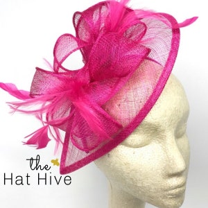 Fuchsia pink fascinator tea party hat for Women pink church hat fuchsia Kentucky derby party hat for Wedding hat pink headband fascinator