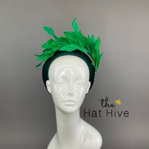Emerald Fascinator Headband  Bridal Fascinator   Women&#39;s Tea Party Hat Derby Hat Bridal Hat White Hat Tea Party Hat wedding hat