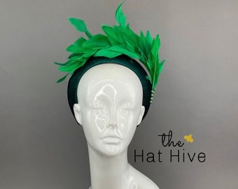Emerald Fascinator Headband  Bridal Fascinator   Women's Tea Party Hat Derby Hat Bridal Hat White Hat Tea Party Hat wedding hat