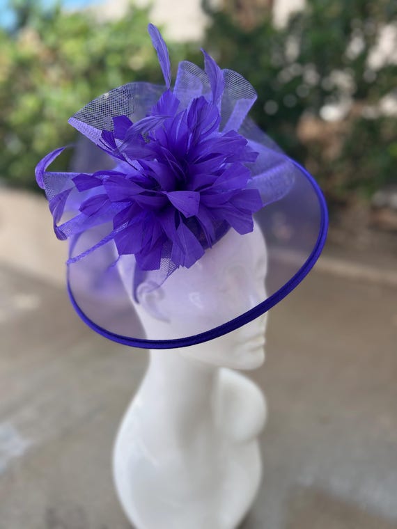 Purple Feather Fascinator: Kentucky Derby Tea Party Headband  display picture 2