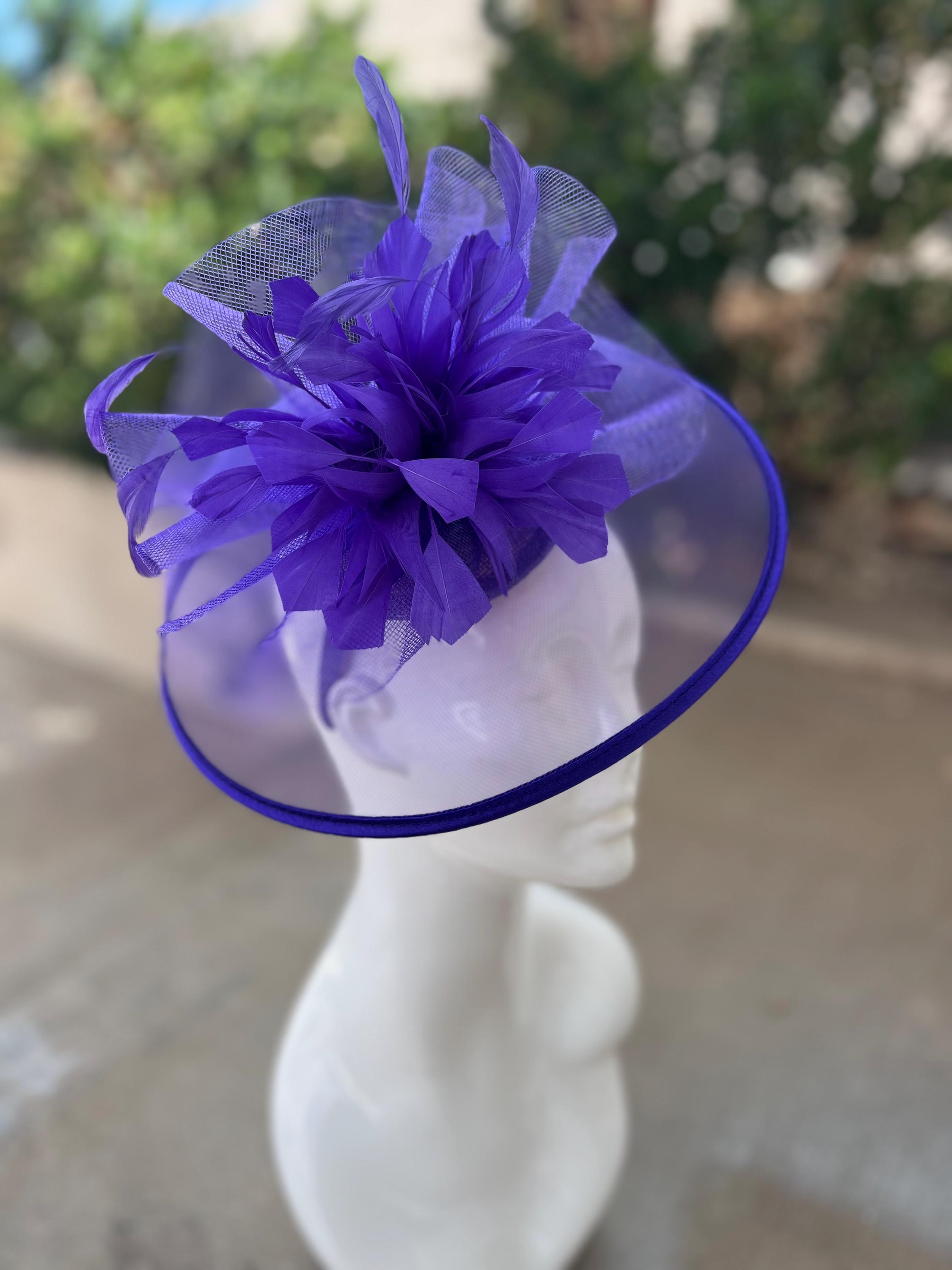 Purple Feather Fascinator: Kentucky Derby Tea Party Headband  display picture 2