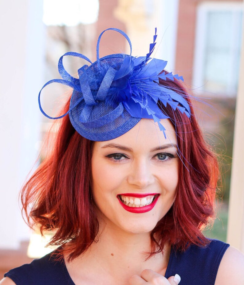 Royal Blue Fascinator Tea Party Hat Church Hat Kentucky Etsy