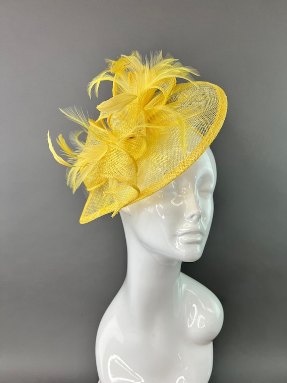 Yellow Fascinator Hat for Women Kentucky Derby Hat for  display picture 3