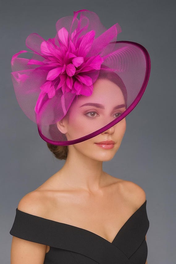 Magenta Pink Fascinator Hat: Hat for the Kentucky Derby and  display picture 2