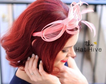 Coral pink mini Fascinator hat Tea Party garden party headpiece Church Hat Kentucky Derby Hat for women formal event hair piece
