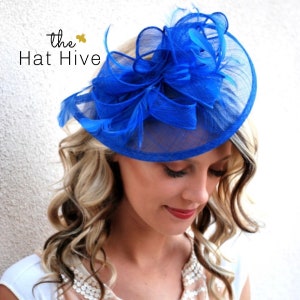 The Kenni Royal Blue Fascinator, Tea Party Hat, Church Hat, Derby Hat, Fancy Hat, High Tea Hat, wedding hat, Blue Fascinator, womens hat