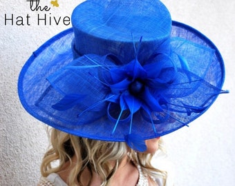 Royal Blue Kentucky Derby Hat, Church hat, Tea Party Hat, Blue Hat, Formal Hat, Fashion Hat, Church Hat, Derby Hat