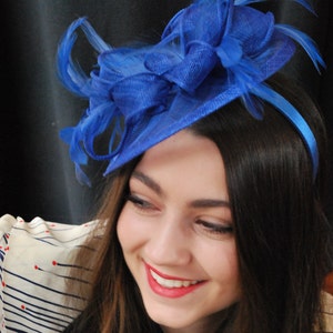 Fascinator, Royal Blue Fascinator, Tea Party Hat, Church Hat, Derby Hat, British Hat, Wedding hat, Blue Fascinator, womens hat, Royal Hat image 2