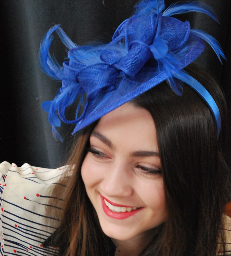 Fascinator, Royal Blue Fascinator, Tea Party Hat, Church Hat, Derby Hat, British Hat, Wedding hat, Blue Fascinator, womens hat, Royal Hat image 2