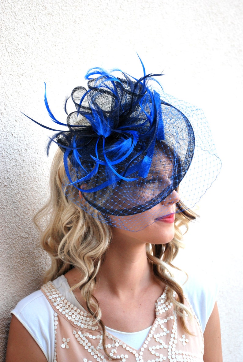 Royal Blue & Navy Fascinator Womens Tea Party Hat Hat With Etsy