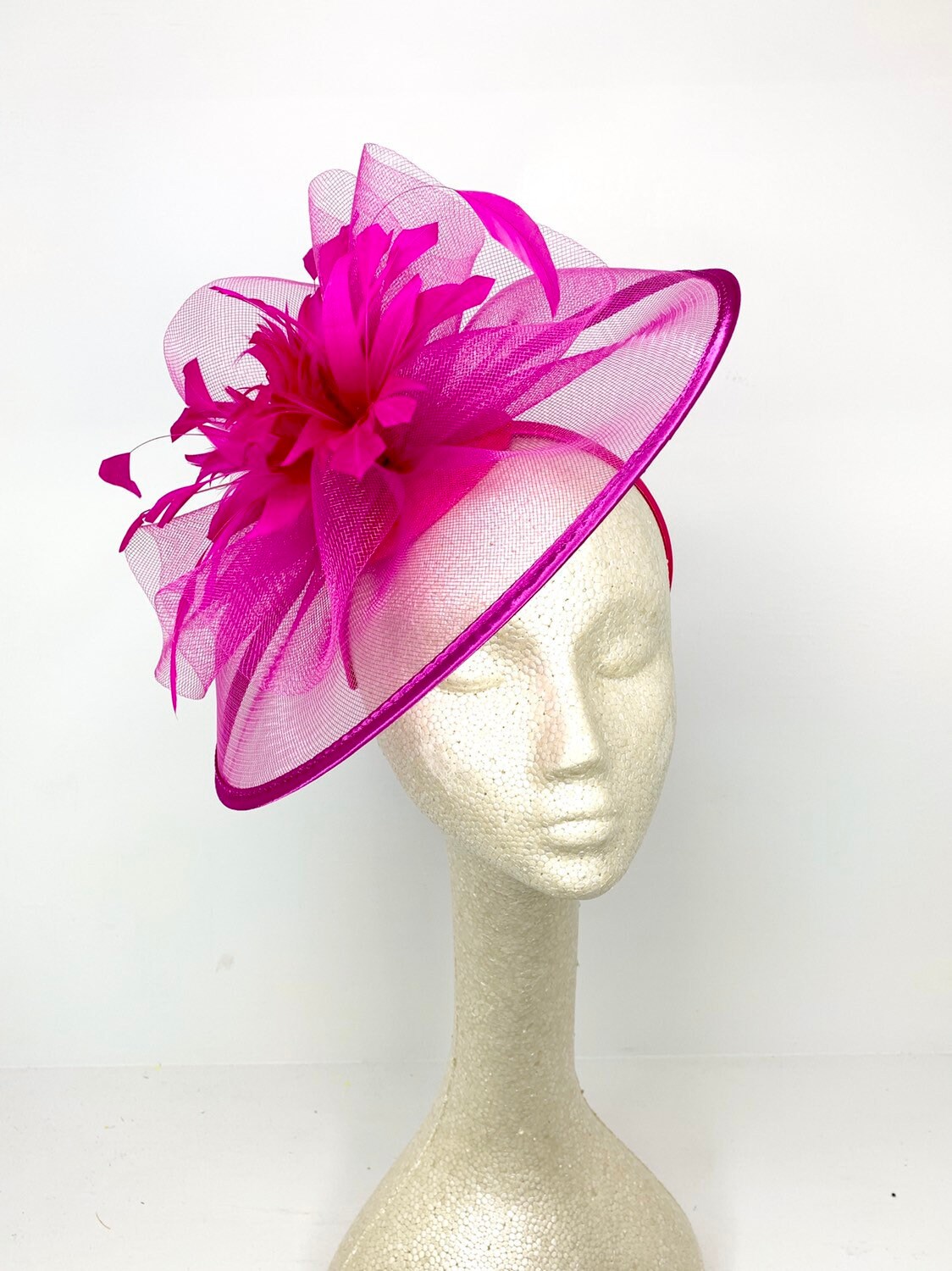 Fuchsia Pink Crinoline Fascinator on 