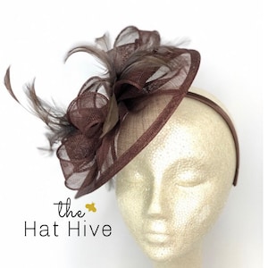 Mocha Brown Fascinator Tea Party Hat Church Hat Derby Hat Fancy Hat British Hat Royal Ascot Fascinator Hat for formal events and garden tea