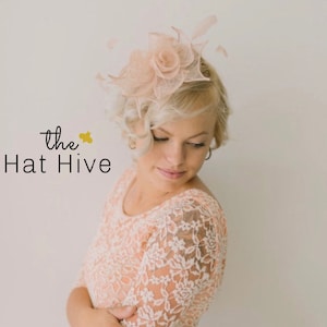 Pastel Pink Fascinator Tea Party Hat Church Hat Kentucky Derby Hat Fancy Hat Pink Hat Tea Party Hat, wedding hat, British Hat