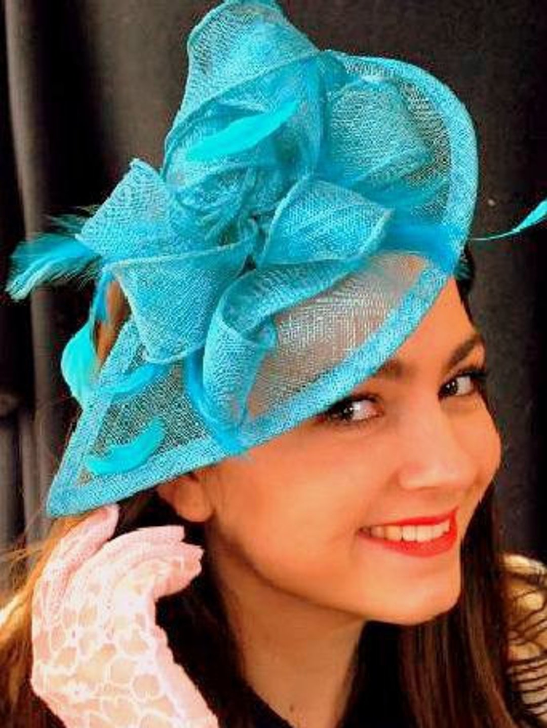 Turquoise Fascinator, Womens Tea Party Hat, Church Hat, Kentucky Derby