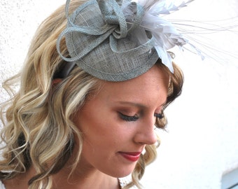 Grauer Fascinator, Damen Teeparty Hut, Tea Party Fascinator, Hochzeitsfascinator, Kirchenhut, Hochzeitshut, Kirchen Fascinator, Derby Hut,