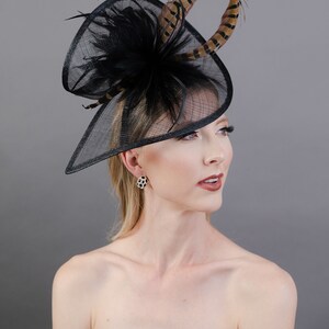 Black Fascinator With Pheasant Feather Attaches With Headband - Etsy