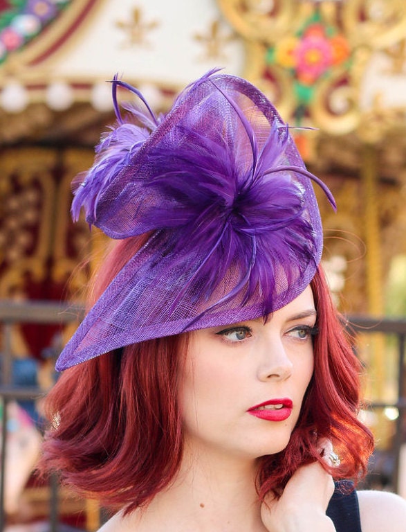 The Original Tree Purple Feather Fascinator Headband Christmas Party Headpiece 