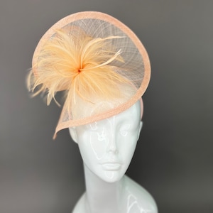 Peach Fascinator on headband,  peach kentucky derby hat, British Hat, Womens Tea Party Hat, Church Hat, Derby Hat, Fancy Hat, pastel pink