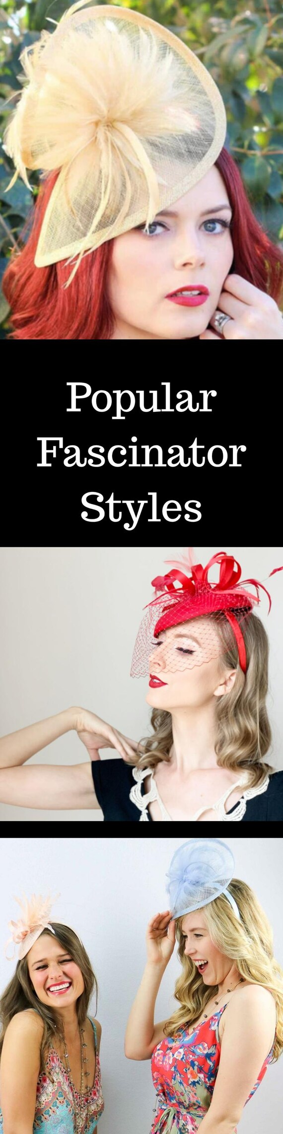 Red Fascinator on Headband Tea Party Hat for Women Church 